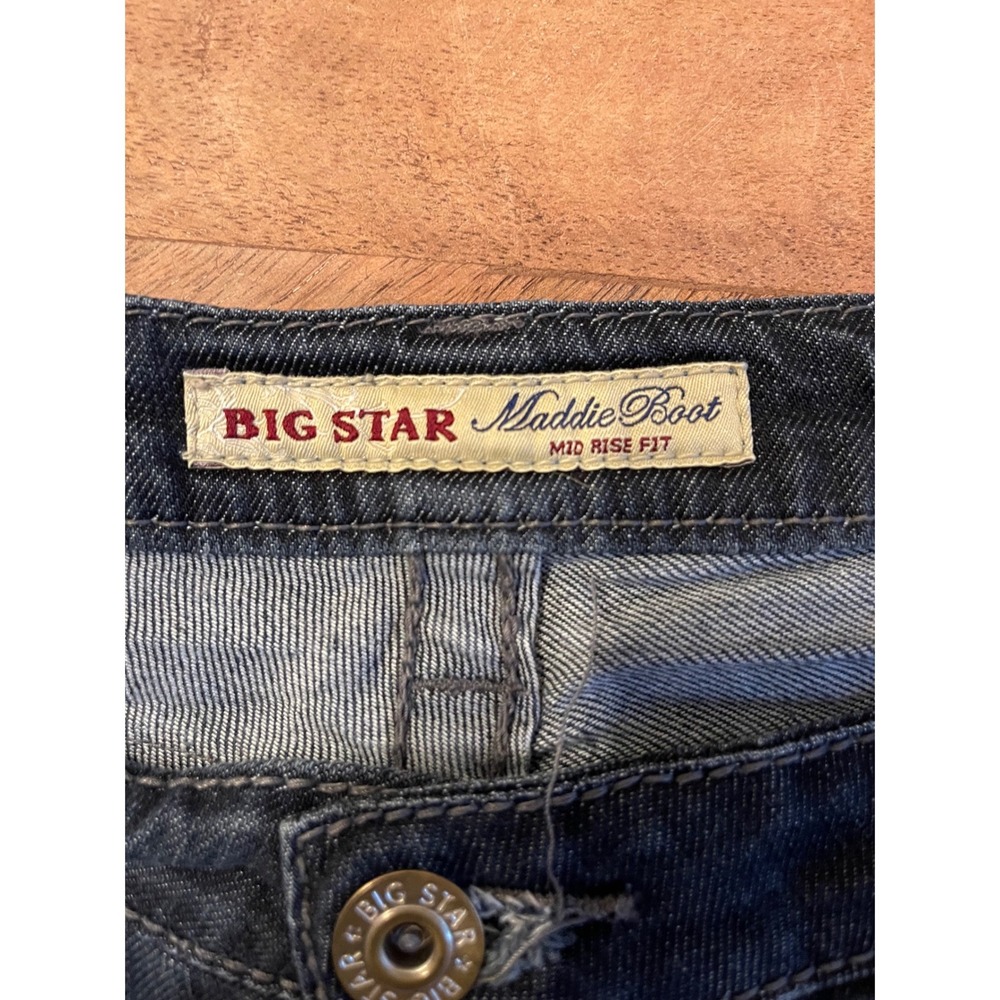 Big Star Maddie Boot Cut Dark Wash Mid Rise Y2K Embroidered Denim 32R Plus Size - Picture 5 of 15
